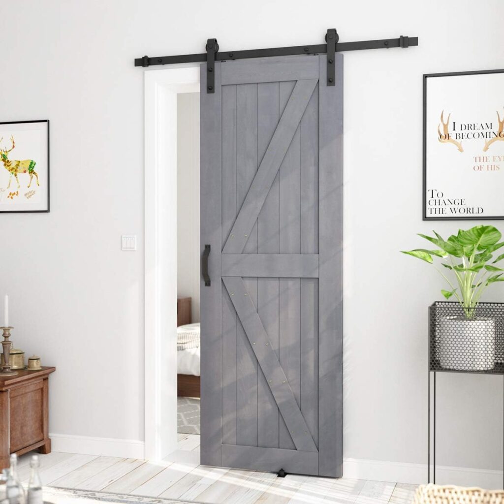 Gray Sliding Barn Door with K-Frame