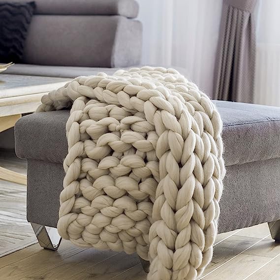 SUNDREARMA Chunky Knit Blanket Throw