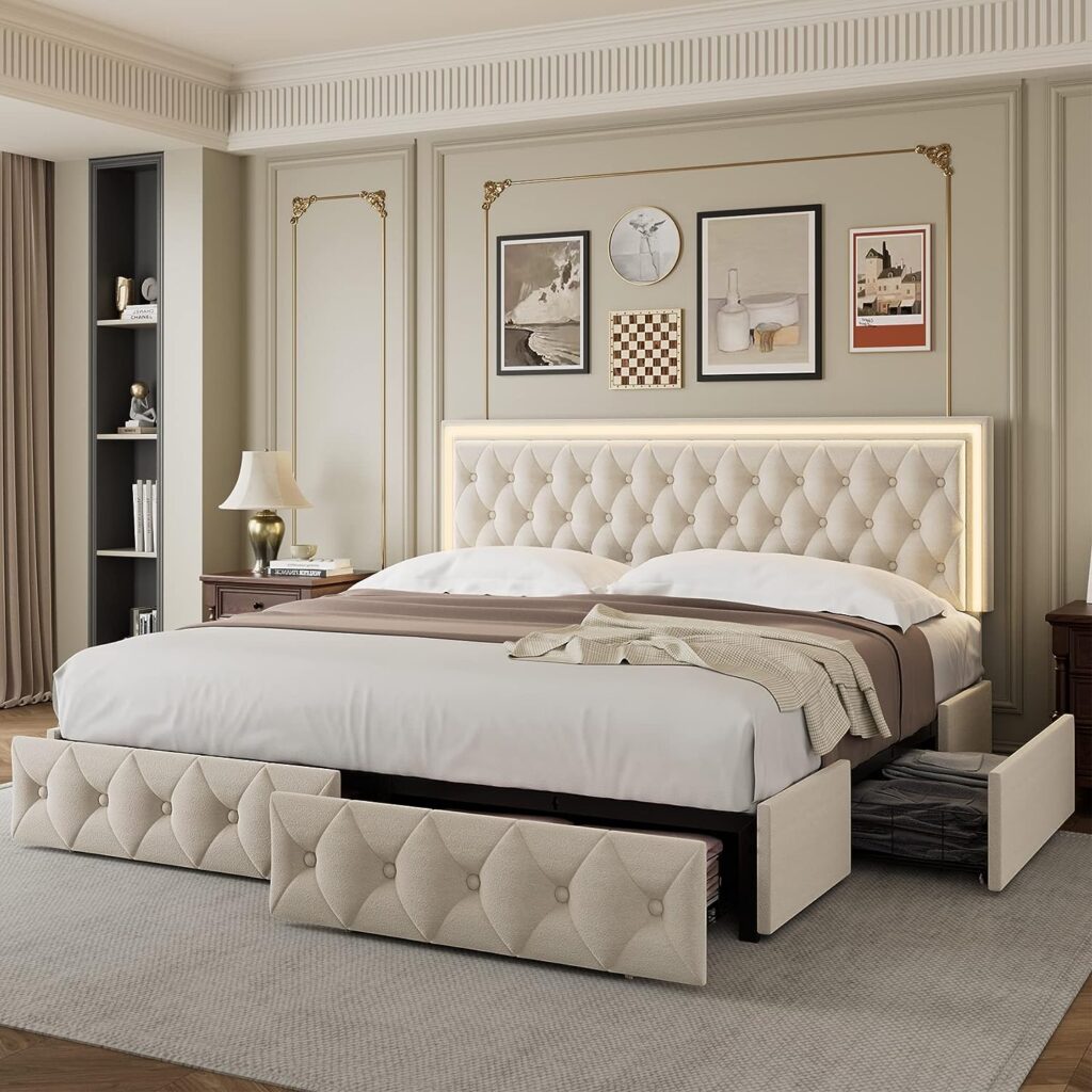 Velvet Platform Storage Bed