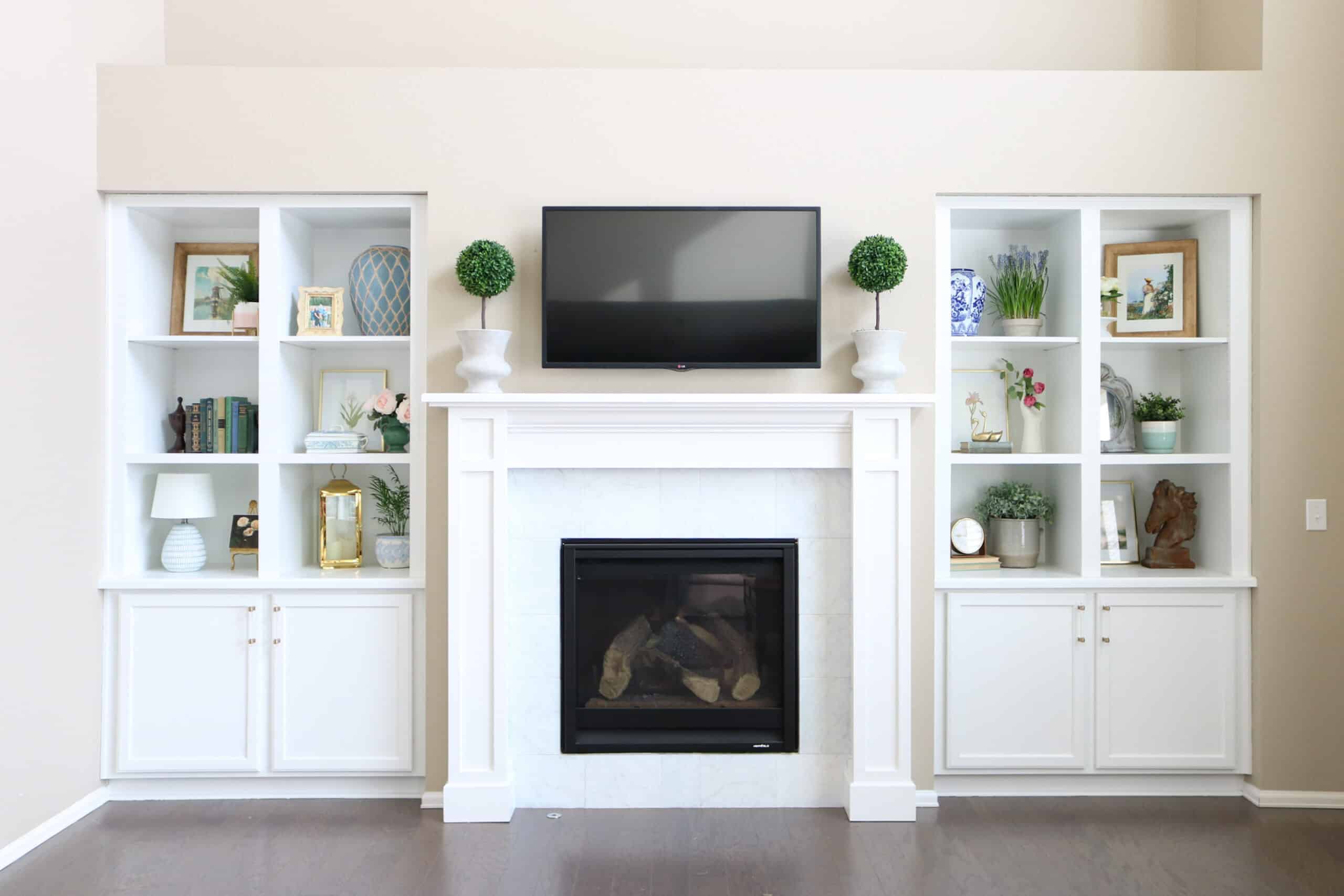 White Built-in Shelves