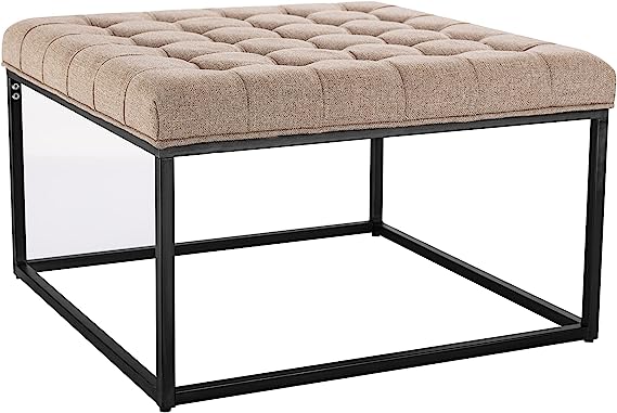 Wovenbyrd Modern Square Button Tufted Ottoman