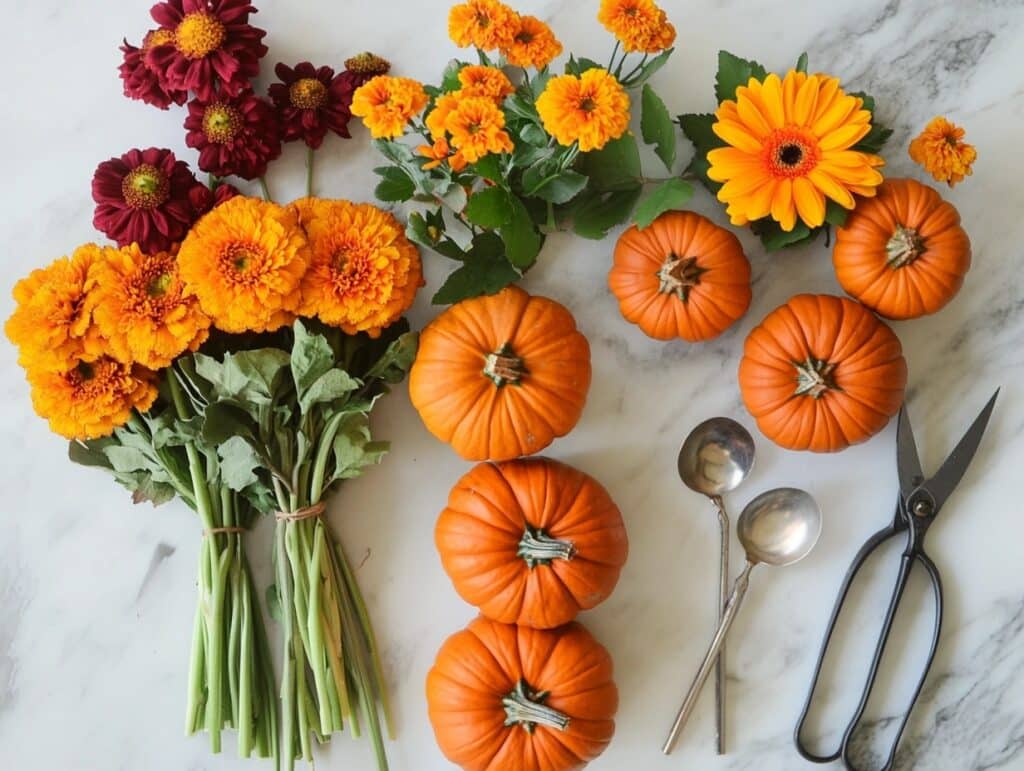 Supplies Needed for a Pumpkin Flower Arrangement