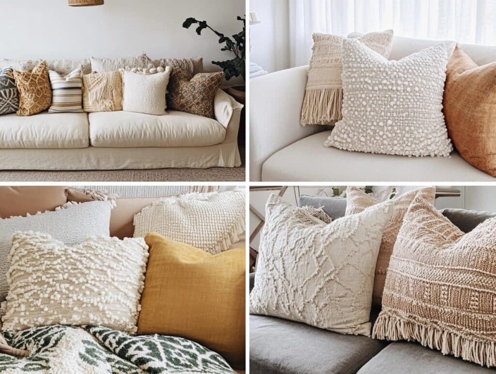 pillows on a sofa