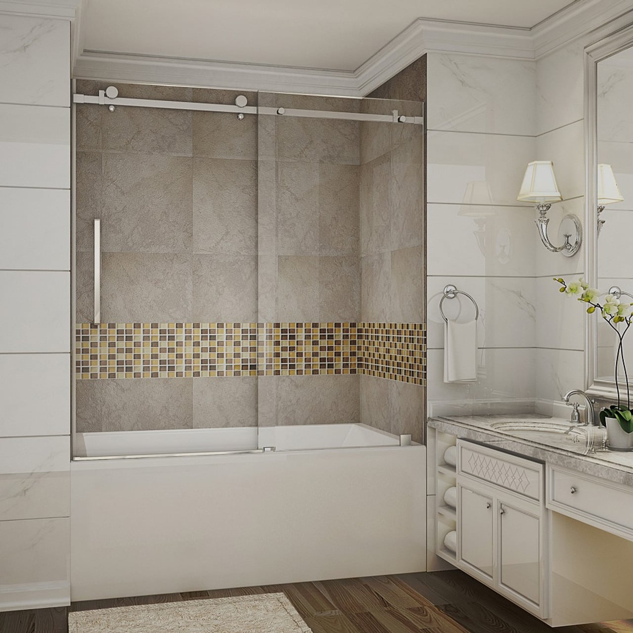 Alcove Showers with Sliding Shower Doors