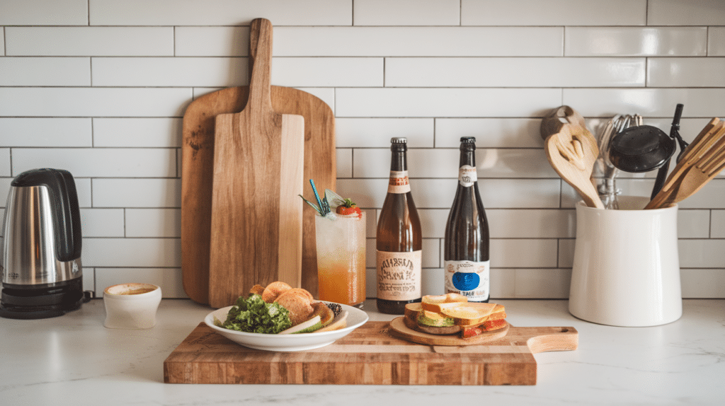 Use a Cutting Board as a Tray for Drink