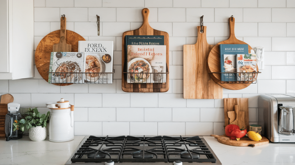 Use a Cutting Board to Store Cookbooks