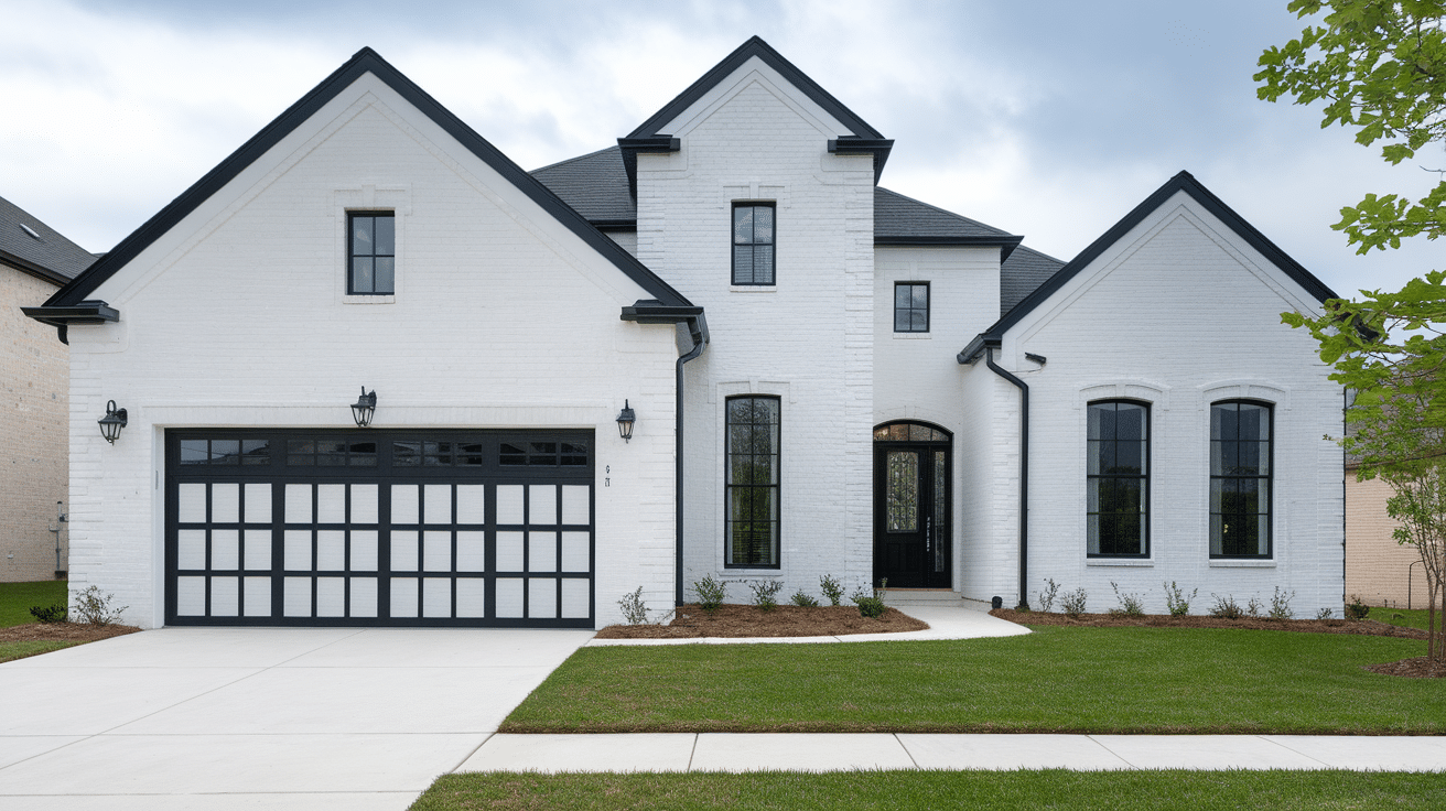 White_Brick_with_Black_Garage_Trim