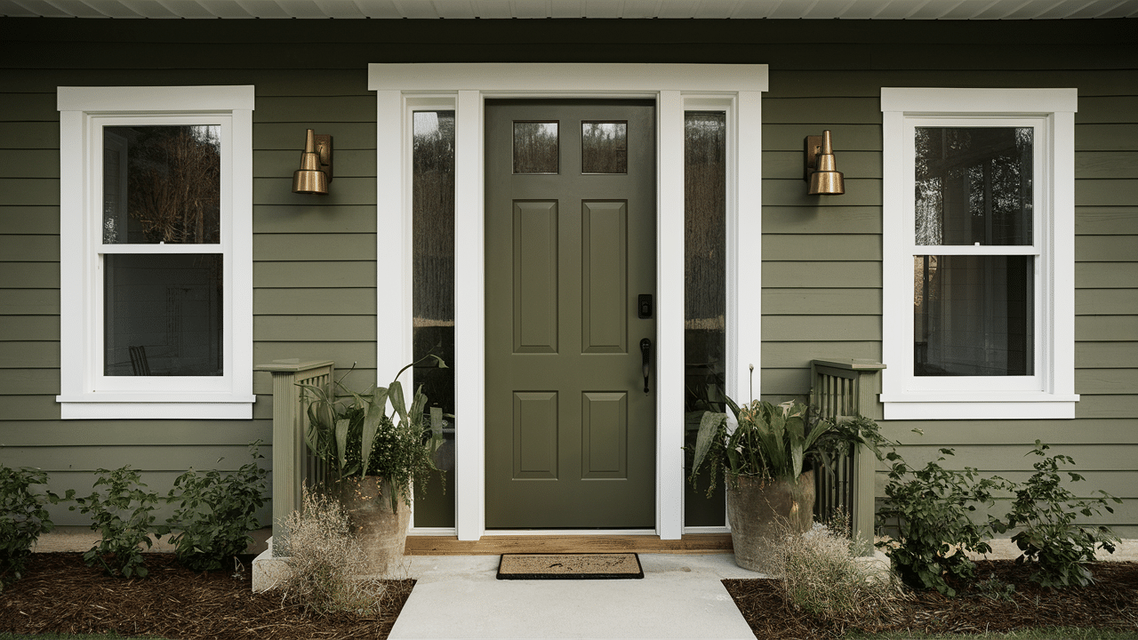 A-18_Matte_Green_or_Olive-Toned_Front_Doors
