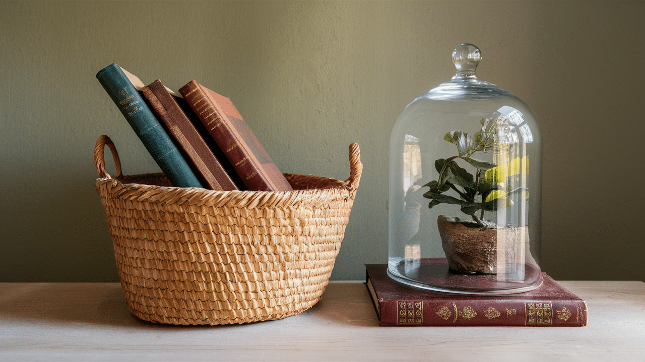 Basket_Books_and_Glass_Cloche