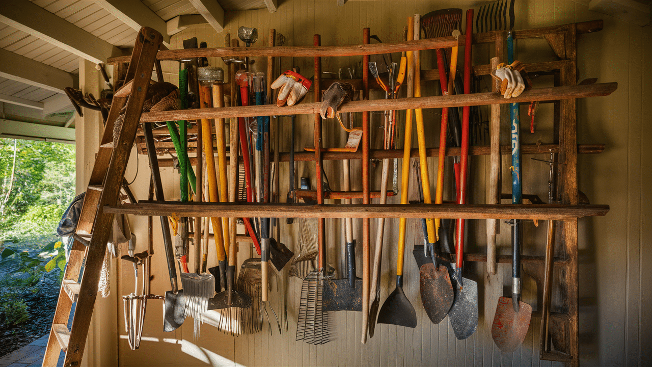 DIY_Garden_Tool_Rack_from_Old_Ladder