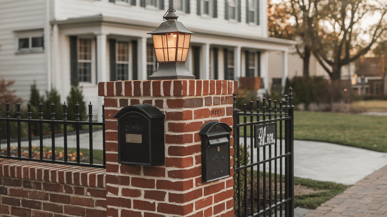 Mailbox_with_Brick_Column_and_Lantern_on_Top