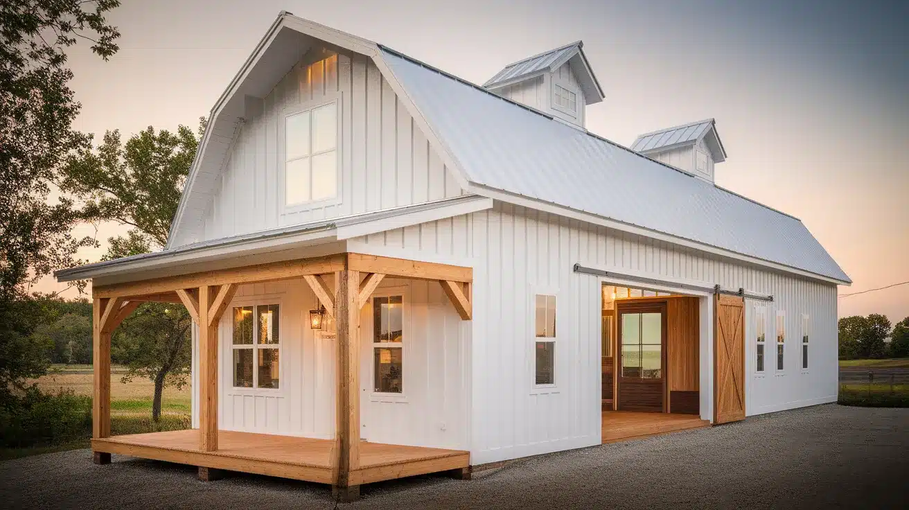 Rustic-Chic_White_Barndominiums_with_Wooden_Elements