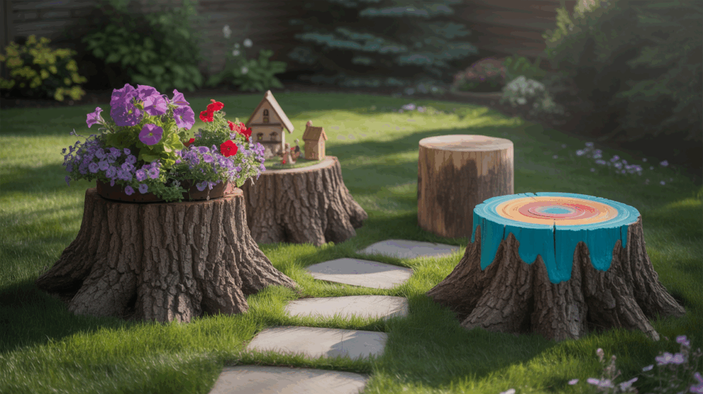 15 Creative Outdoor Tree Stump Decorating Ideas