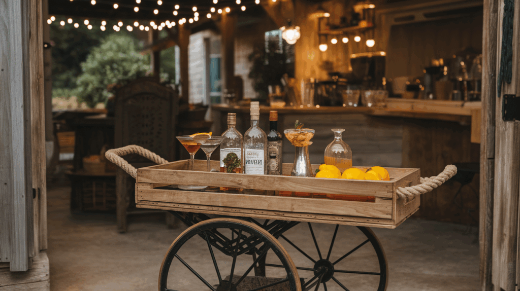 Crate Bar Cart with Handles