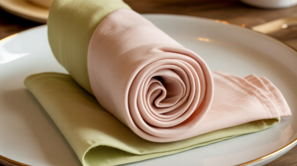 Begin Rolling the Napkin into a Spiral
