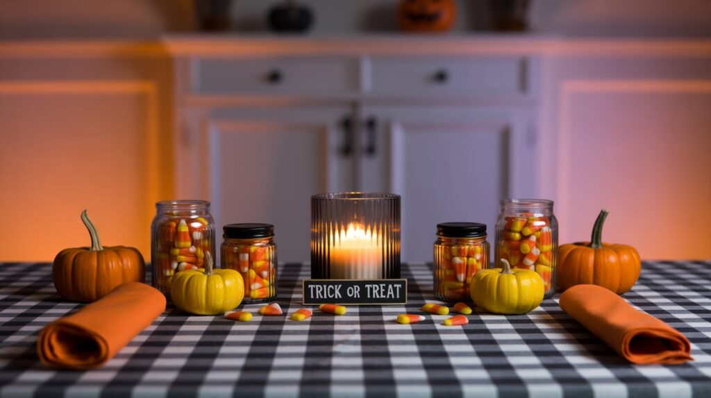 Checkerboard Halloween Table