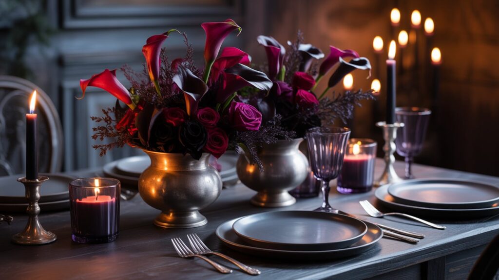 Dark Floral Table Style
