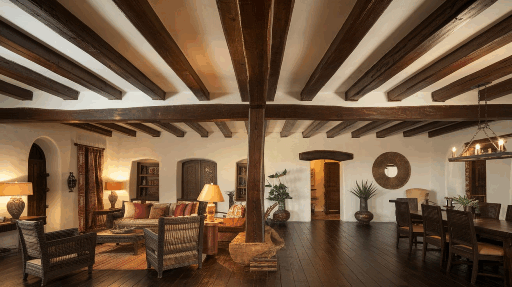 Exposed Wooden Ceiling Beams (Vigas)

