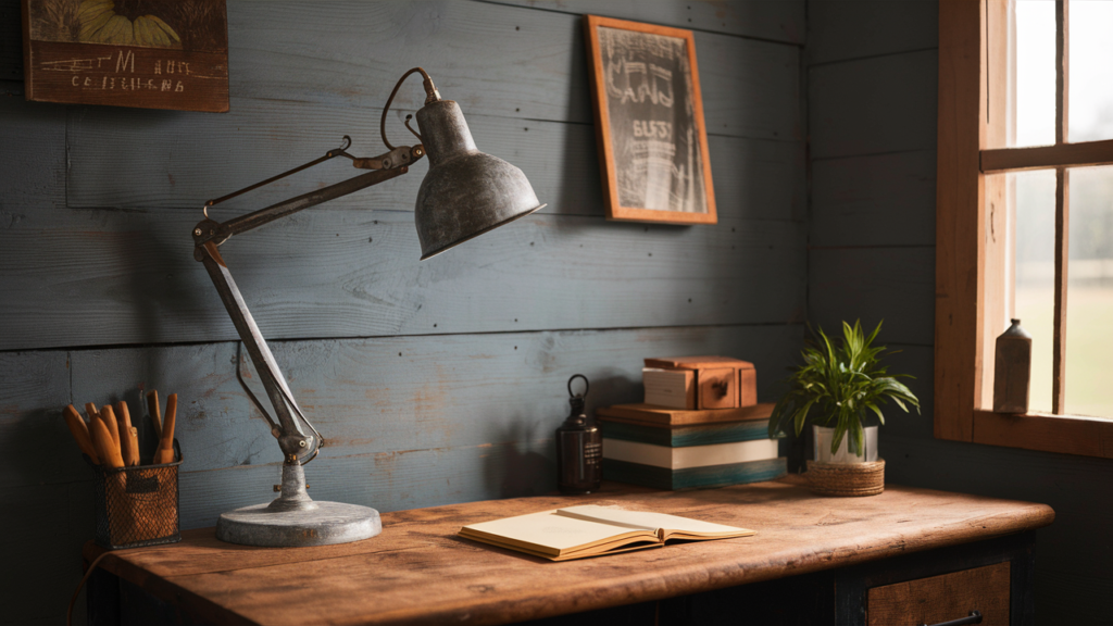 Galvanized Metal Desk Lamp