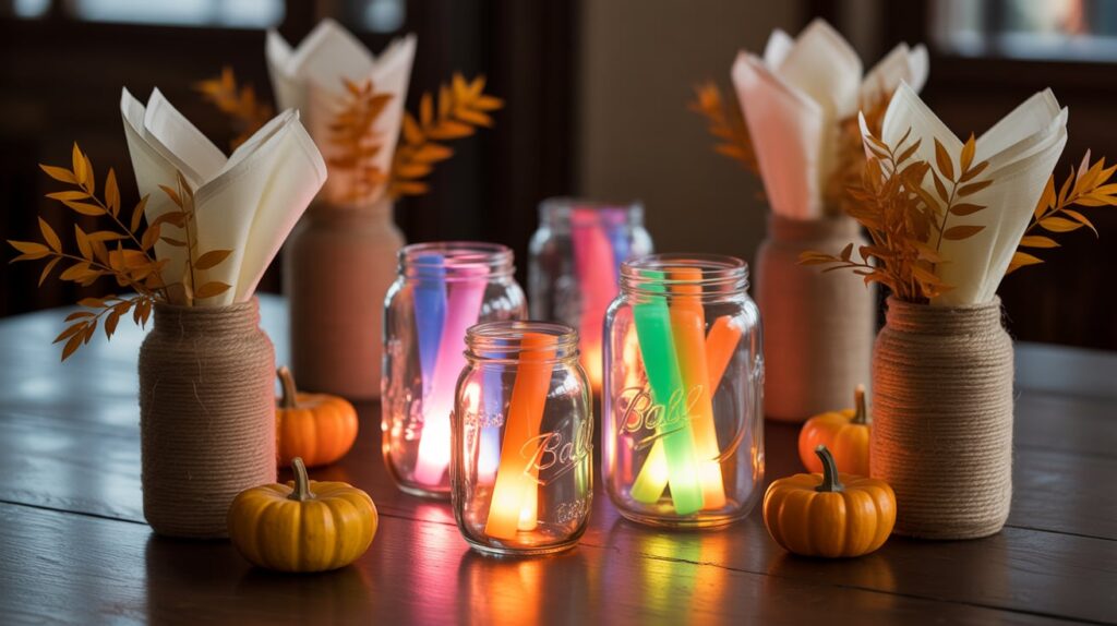 Glowing Jar Lanterns Table