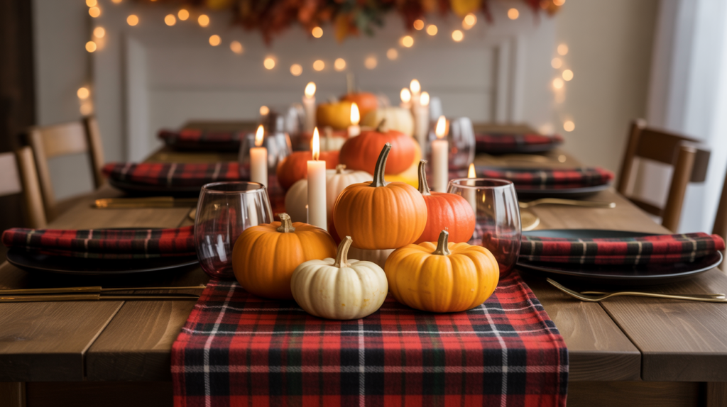 Plaid and Pumpkin Table


