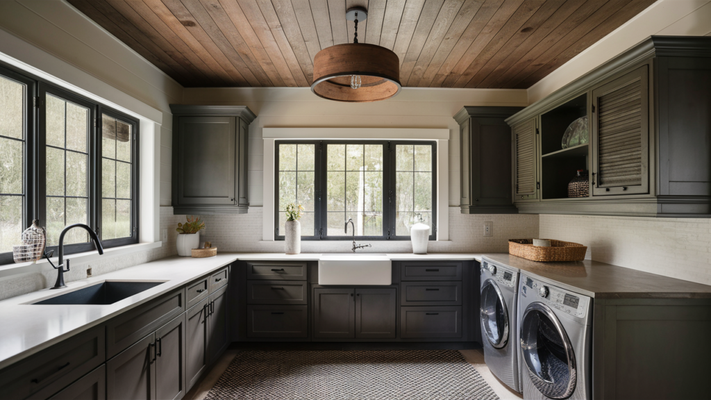 Rustic Wood and Metal Flush Mounts