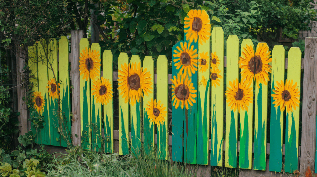 Sunflower-Themed Fence
