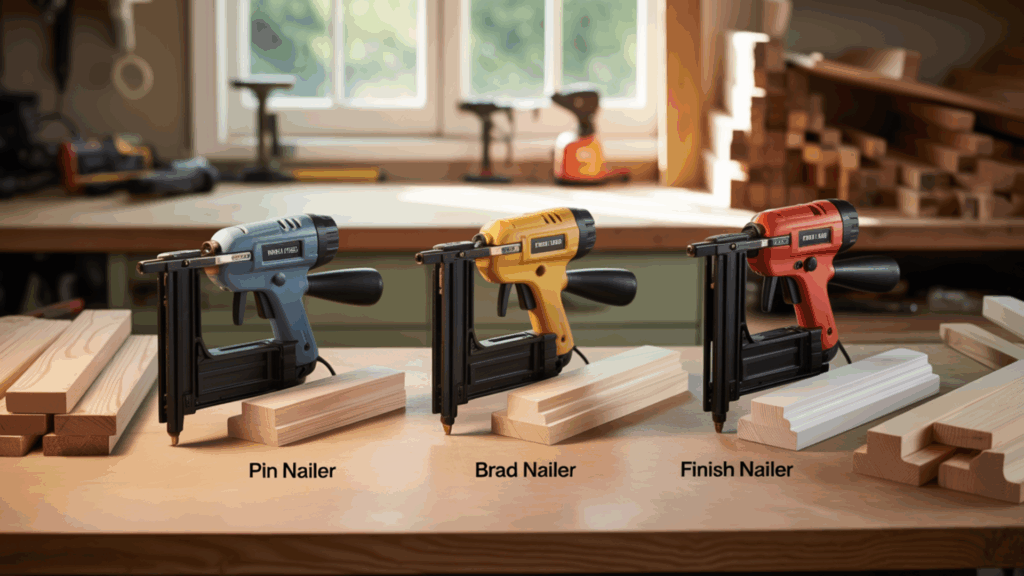 Users want to understand the differences between pin nailers and other types of nailers, such as brad and finish nailers.