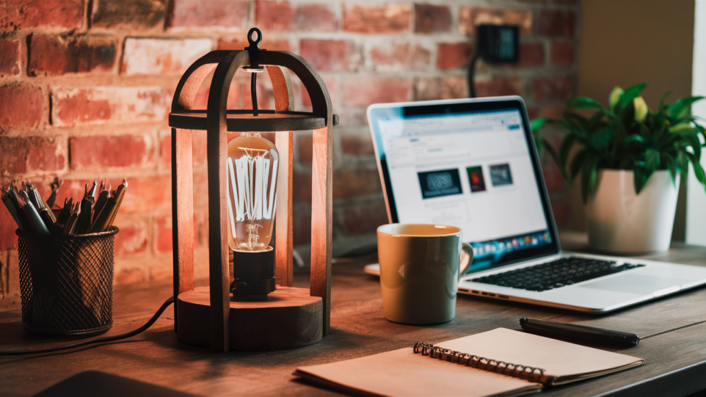 Wooden Cage Desk Lamp