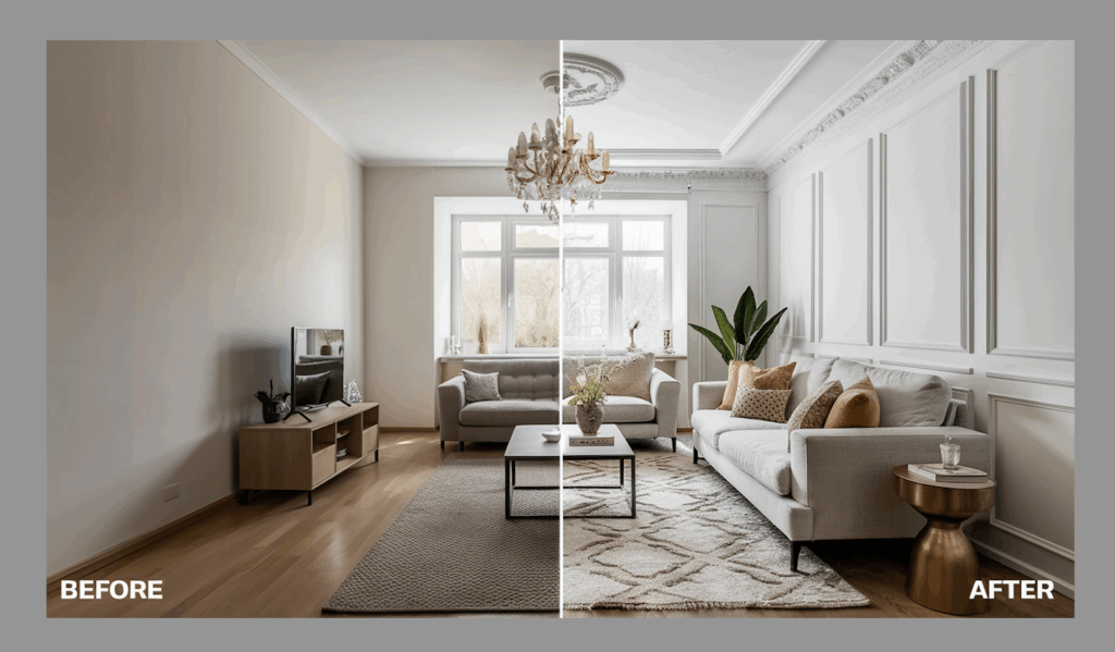 before and after crown molding