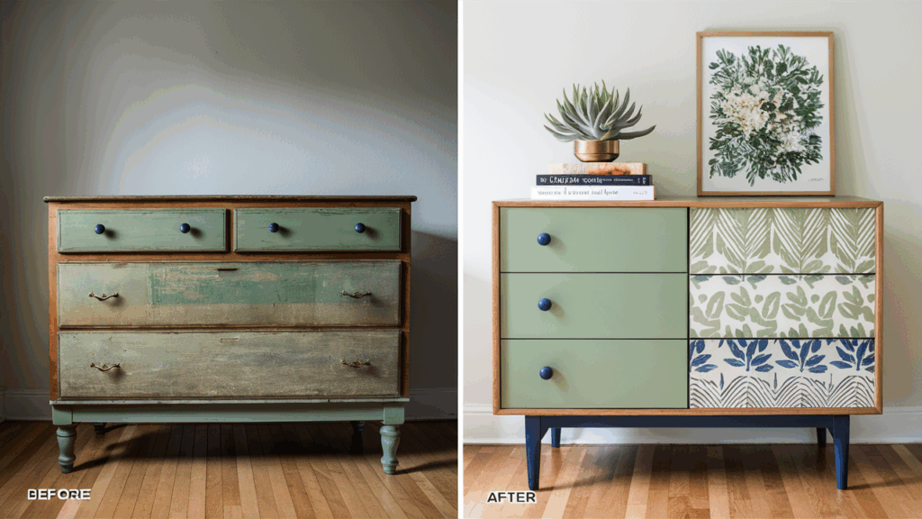 before and after dresser makeover