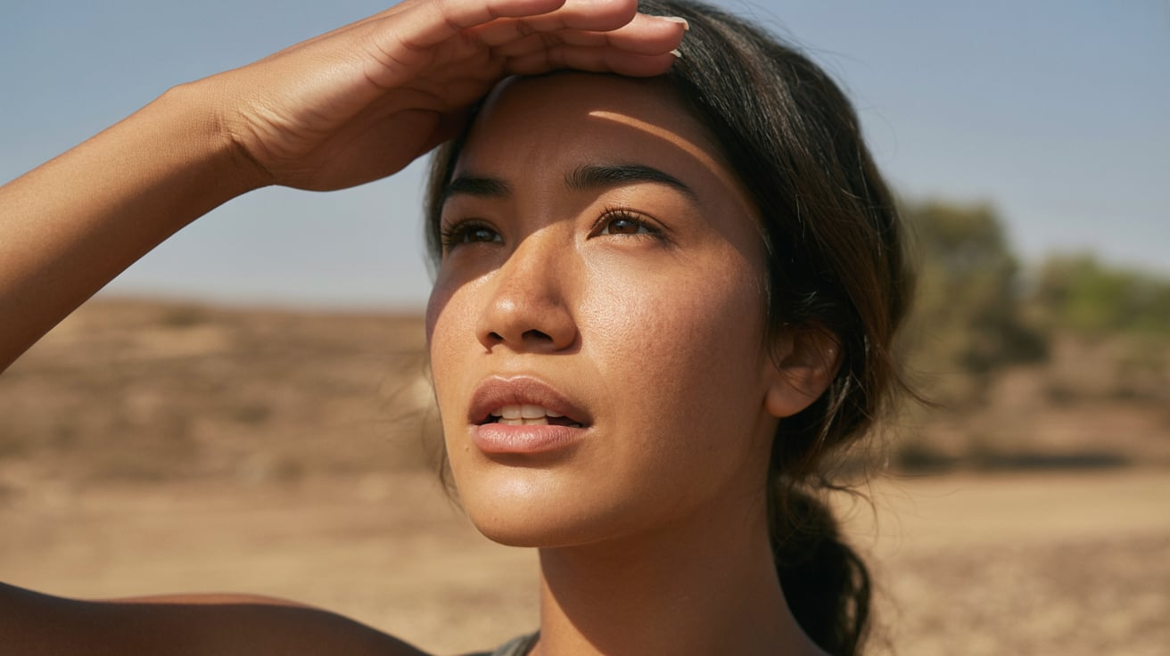 A women exposed to sun
