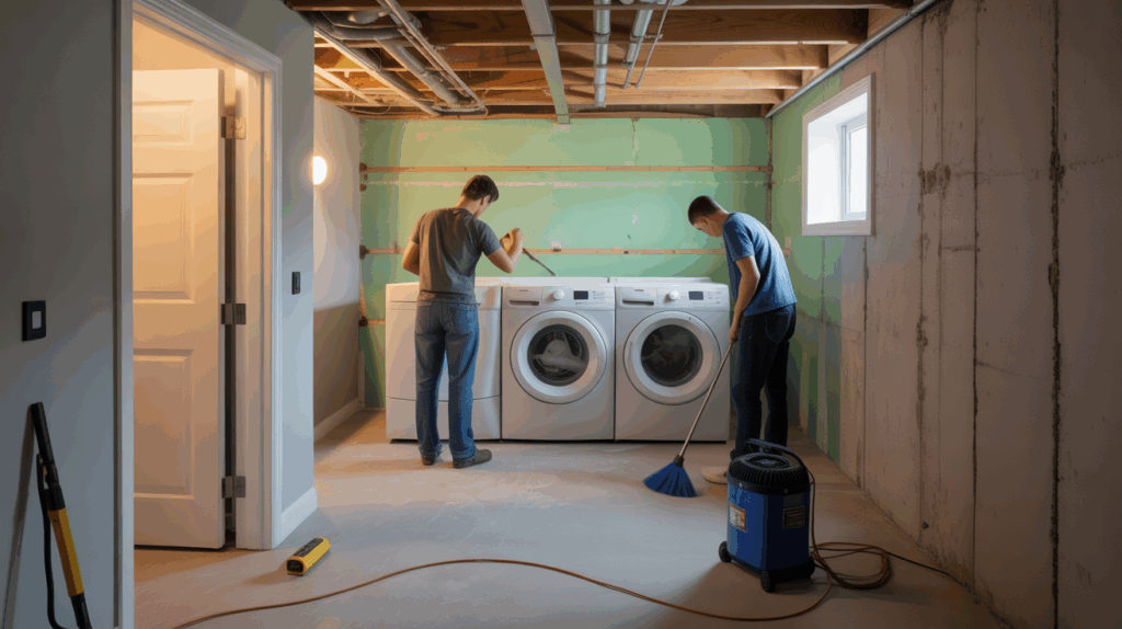 unfinished basement laundry room ideas