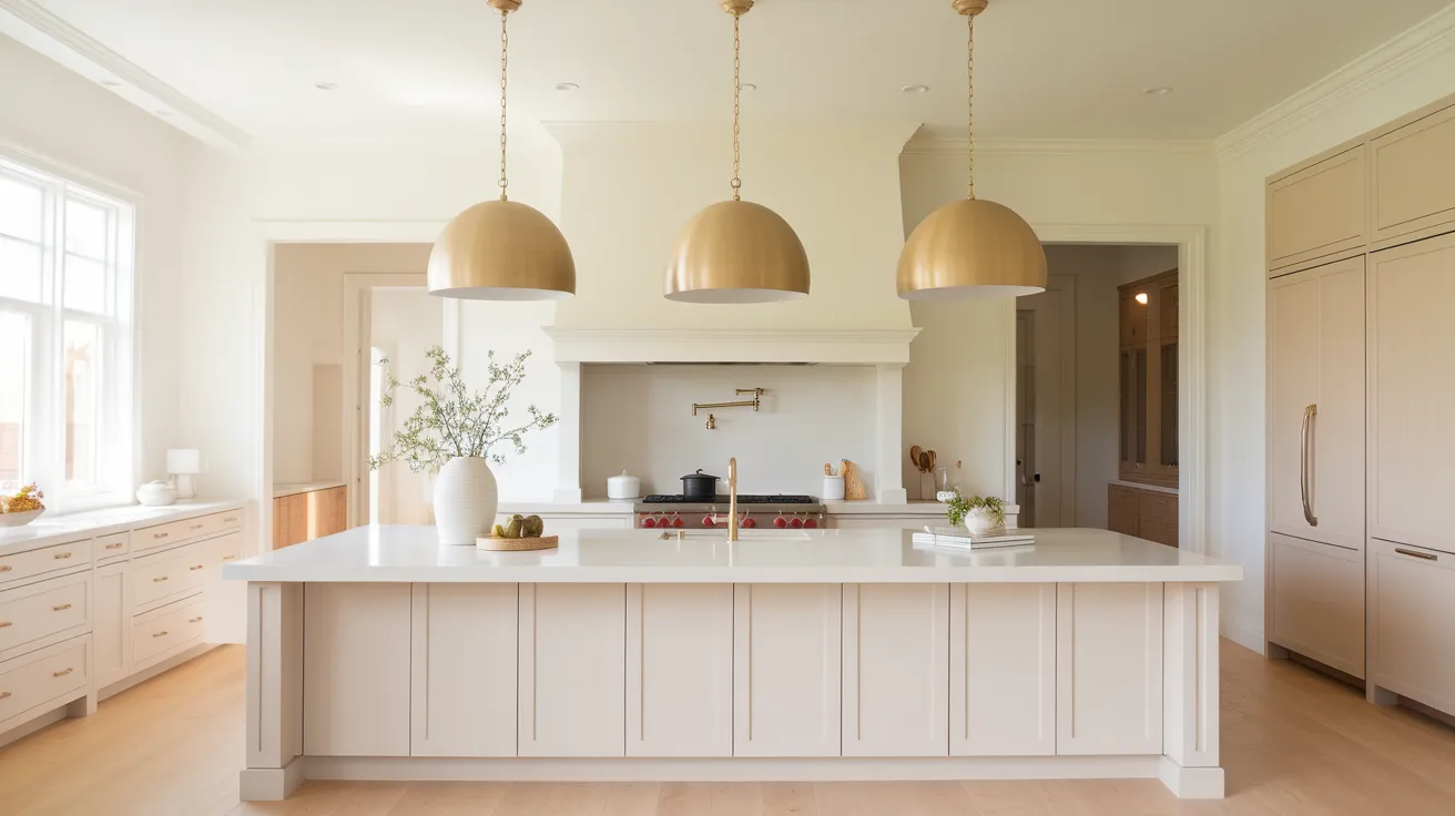 Brushed_Gold_Light_Fixtures_Over_Island
