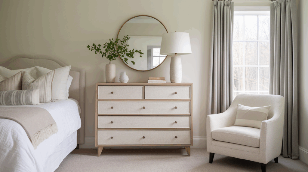 Faux Linen-Wrapped Armoire