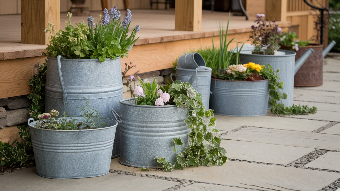 Galvanized_Metal_Planters_and_Decor