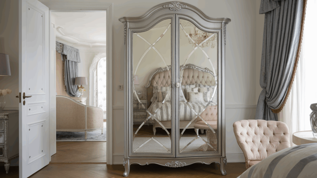Glam Mirrored Panel Armoire
