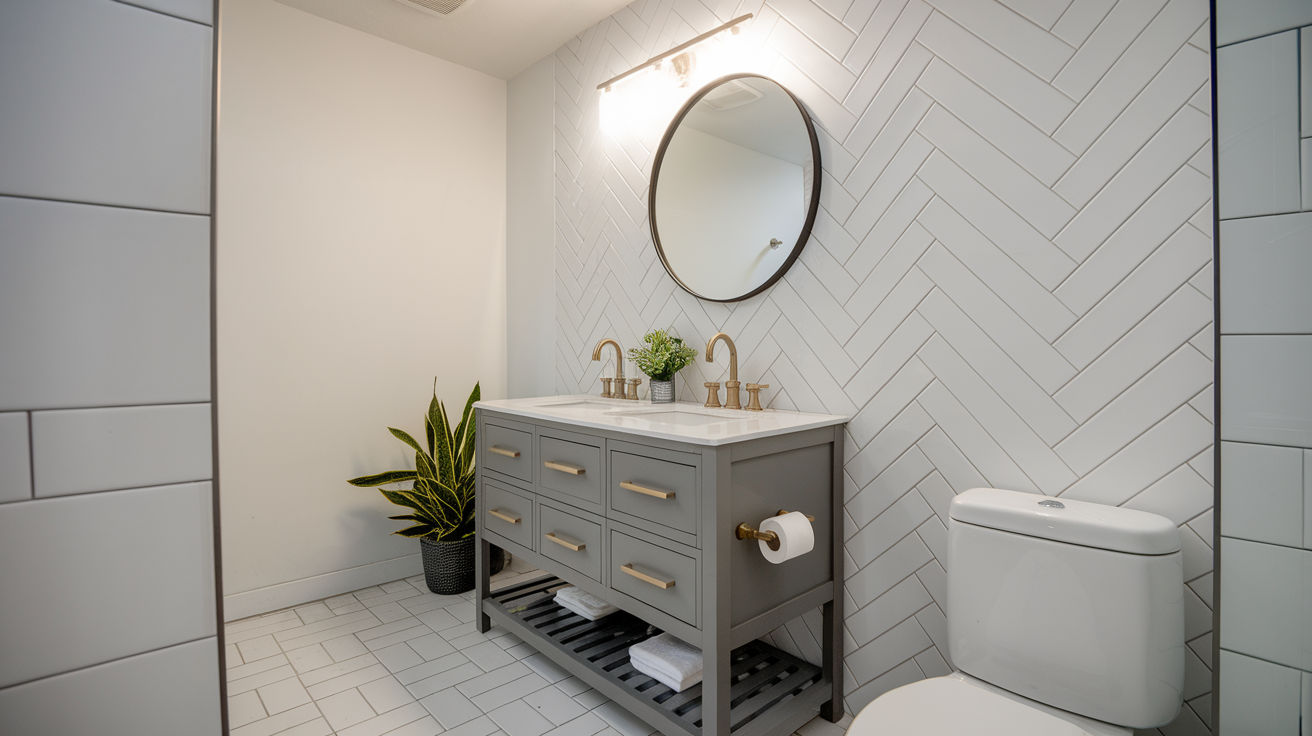 Grey_Vanity_with_White_Herringbone_Backsplash