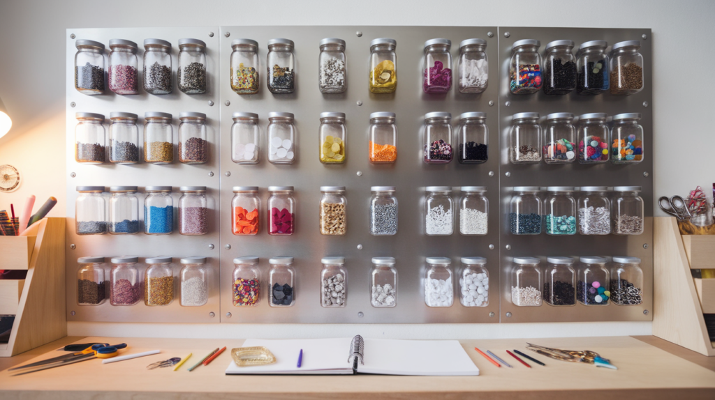 Magnetic Spice Jars for Wall-Mounted Storage
