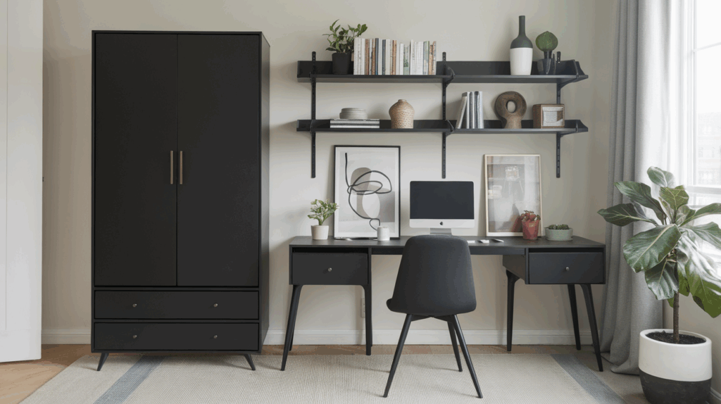 Minimalist Matte Black Armoire