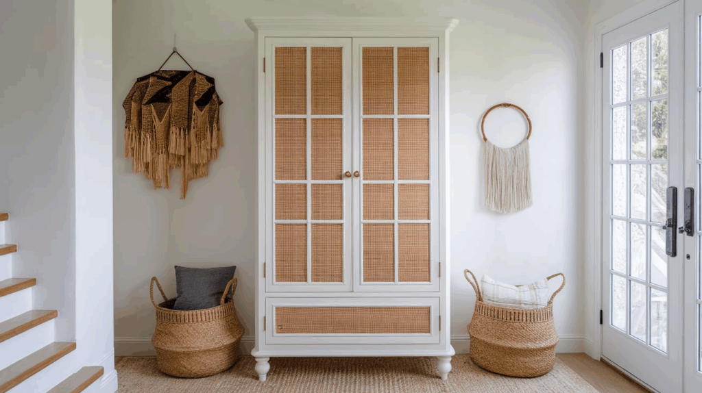 Natural Cane Insert Armoire