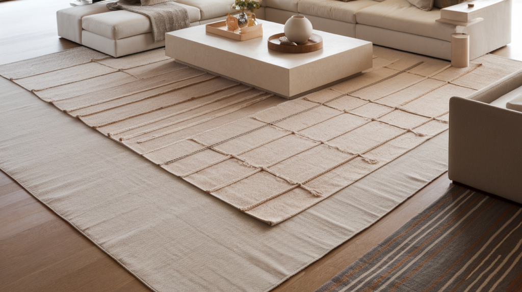 Neutral Throw Rug Layering