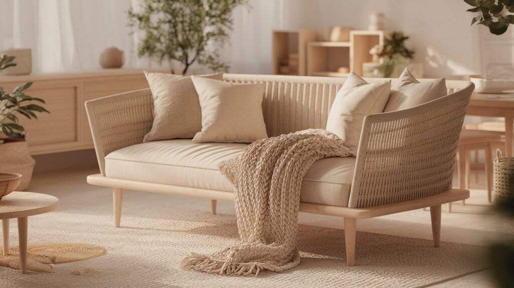 Plush Sofa in Earthy Tones