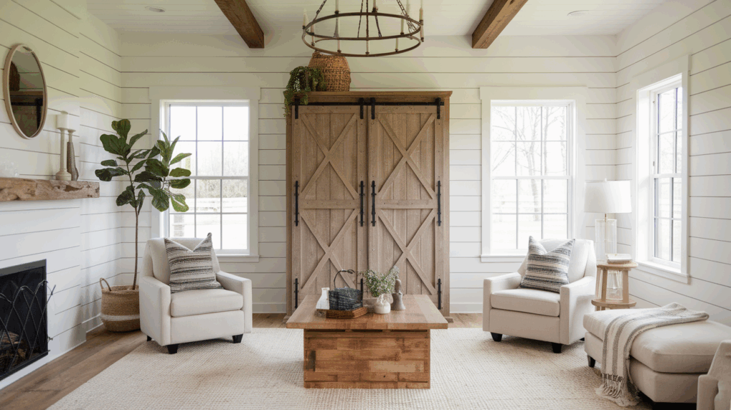 Rustic Barn Door Style Armoire