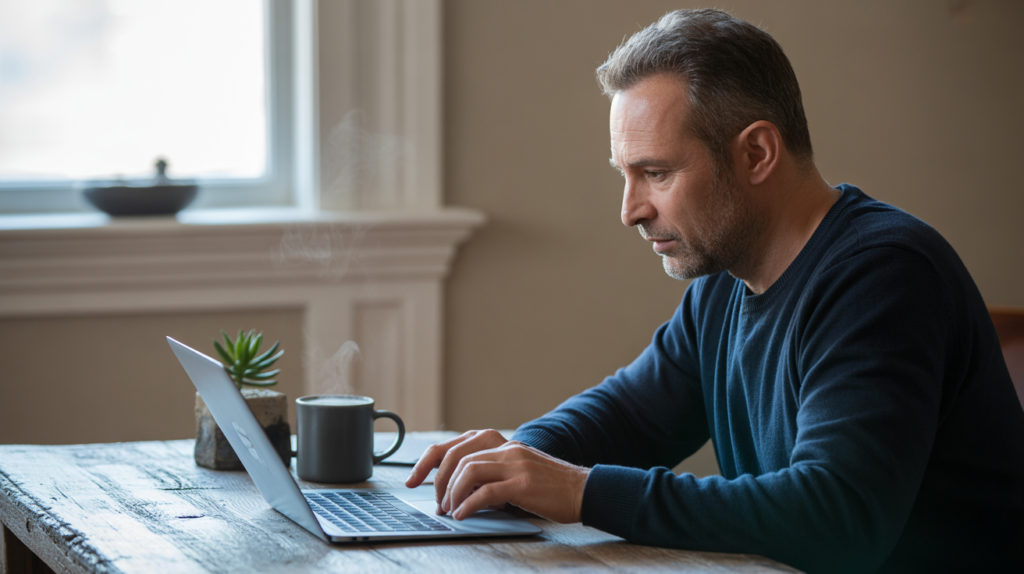 A man sitting on a laptop