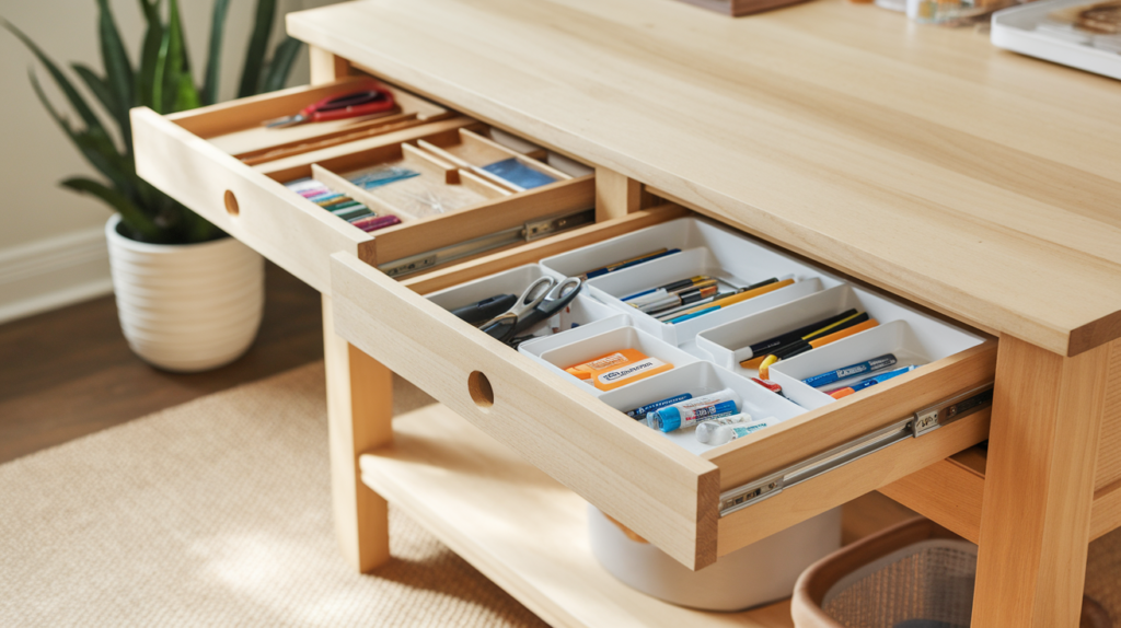 Slide-Out Drawers Under Worktables