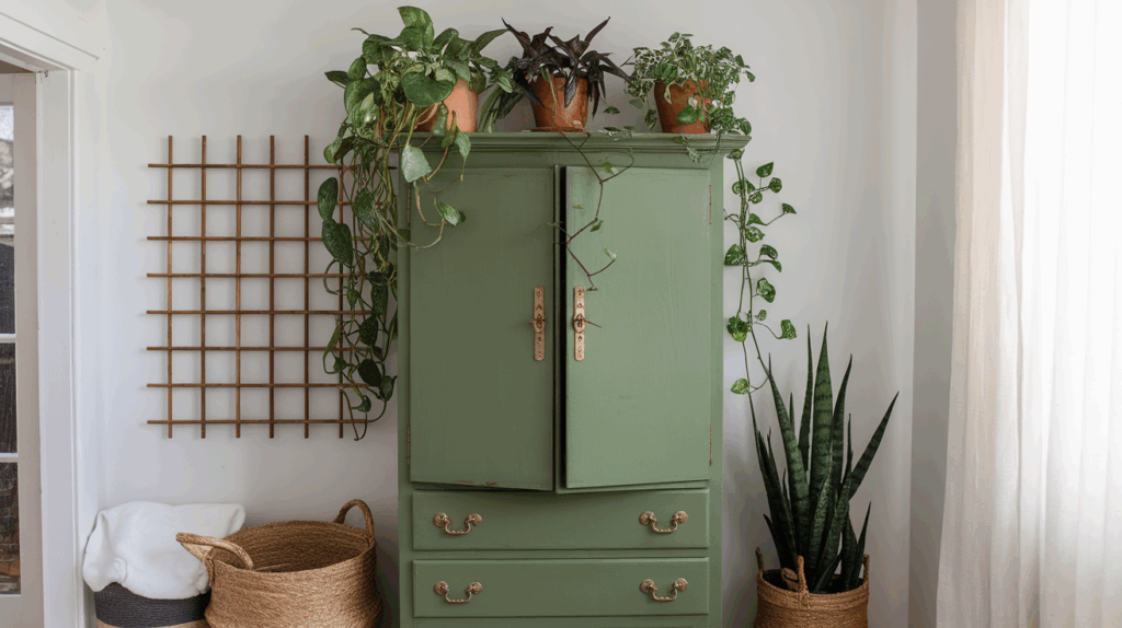 Urban Jungle Armoire with Plant Display
