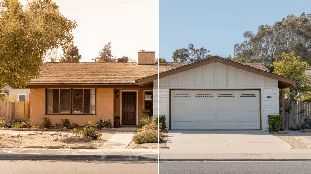 70s Ranch with Brown Trim: Clean and Crisp Look