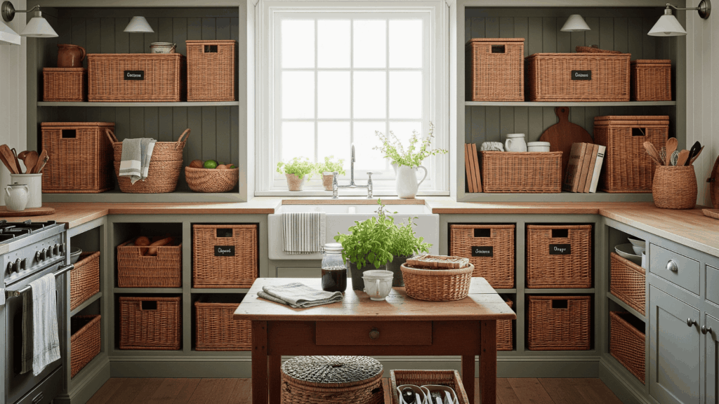  Accent with Woven Basket Storage