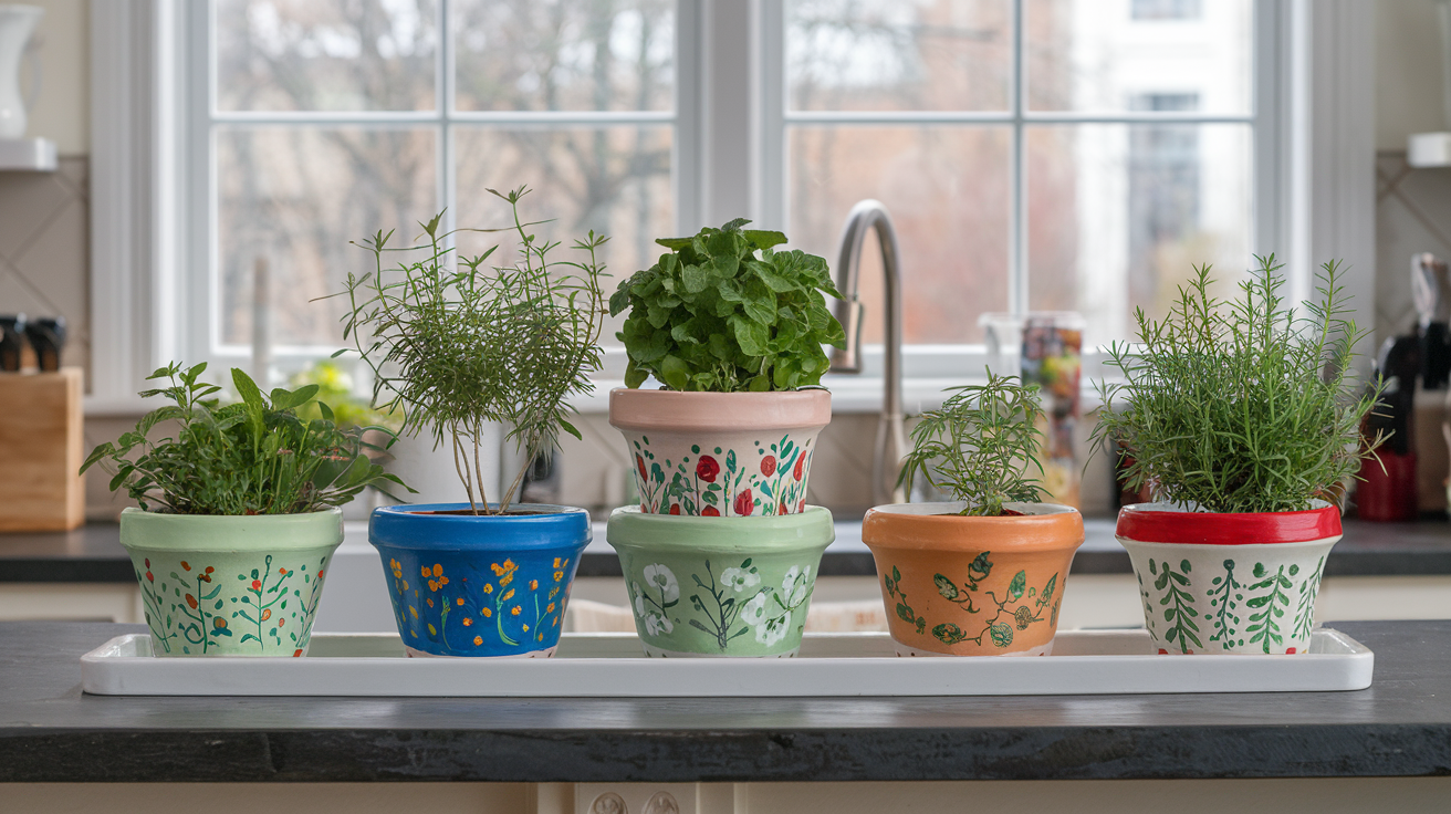 Add Hand-Painted Pots for Herbs